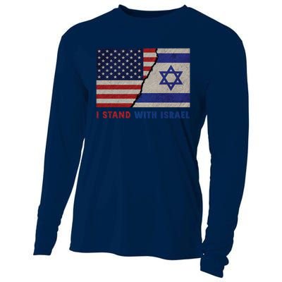 I Stand With Israel Patriotic Usa And Israel Flag Cooling Performance Long Sleeve Crew