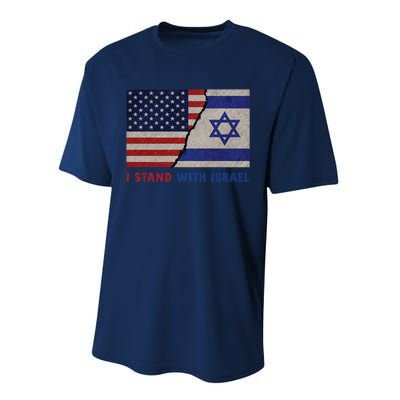 I Stand With Israel Patriotic Usa And Israel Flag Performance Sprint T-Shirt