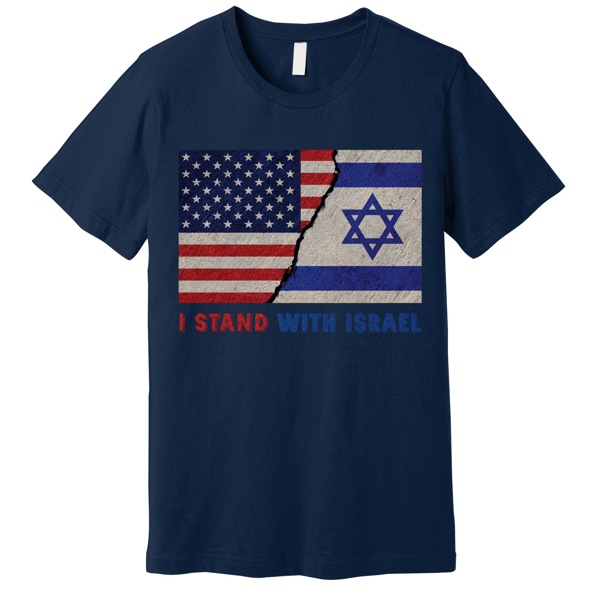 I Stand With Israel Patriotic Usa And Israel Flag Premium T-Shirt