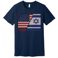 I Stand With Israel Patriotic Usa And Israel Flag Premium T-Shirt