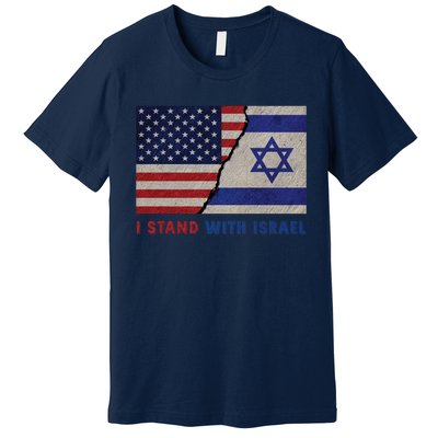 I Stand With Israel Patriotic Usa And Israel Flag Premium T-Shirt