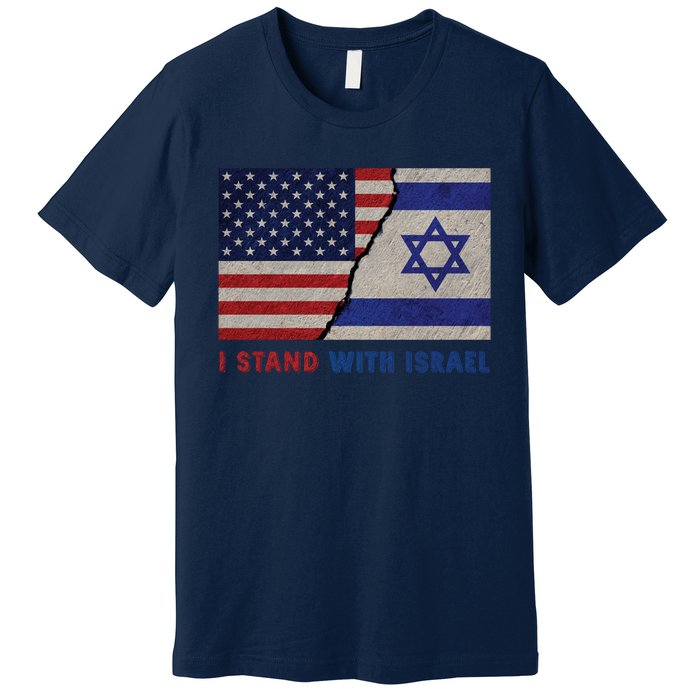 I Stand With Israel Patriotic Usa And Israel Flag Premium T-Shirt