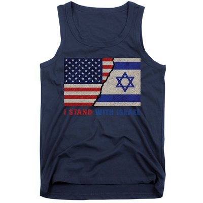 I Stand With Israel Patriotic Usa And Israel Flag Tank Top