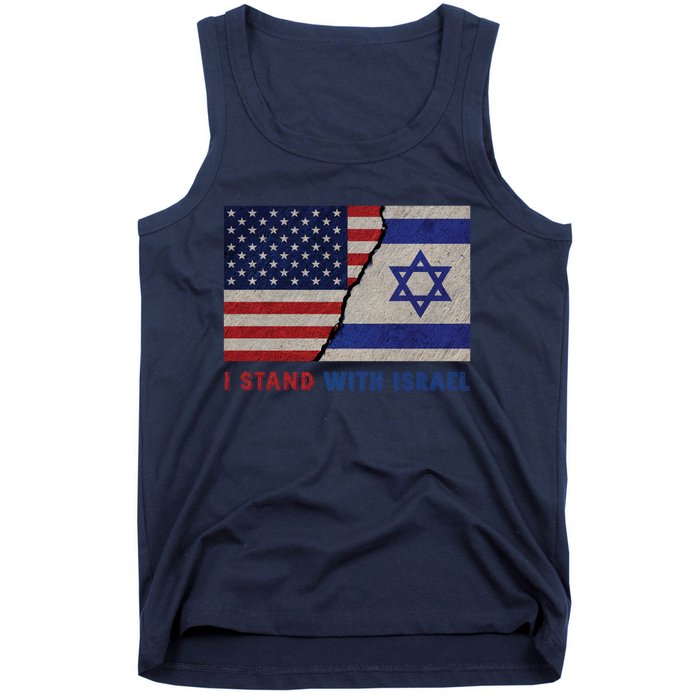 I Stand With Israel Patriotic Usa And Israel Flag Tank Top