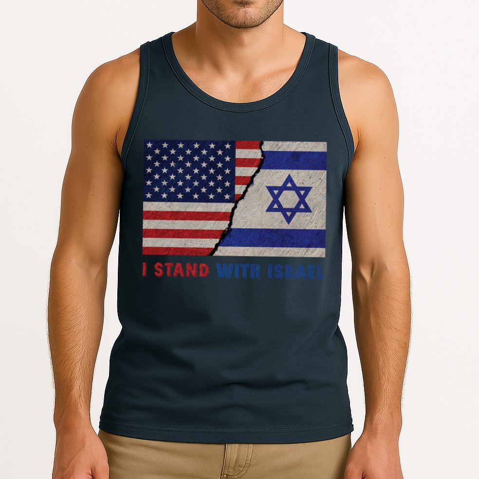 I Stand With Israel Patriotic Usa And Israel Flag Tank Top