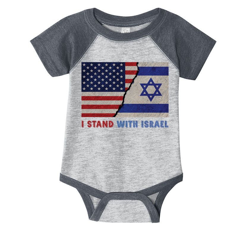 I Stand With Israel Patriotic Usa And Israel Flag Infant Baby Jersey Bodysuit
