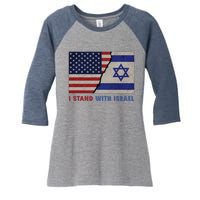 I Stand With Israel Patriotic Usa And Israel Flag Women's Tri-Blend 3/4-Sleeve Raglan Shirt