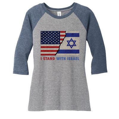 I Stand With Israel Patriotic Usa And Israel Flag Women's Tri-Blend 3/4-Sleeve Raglan Shirt