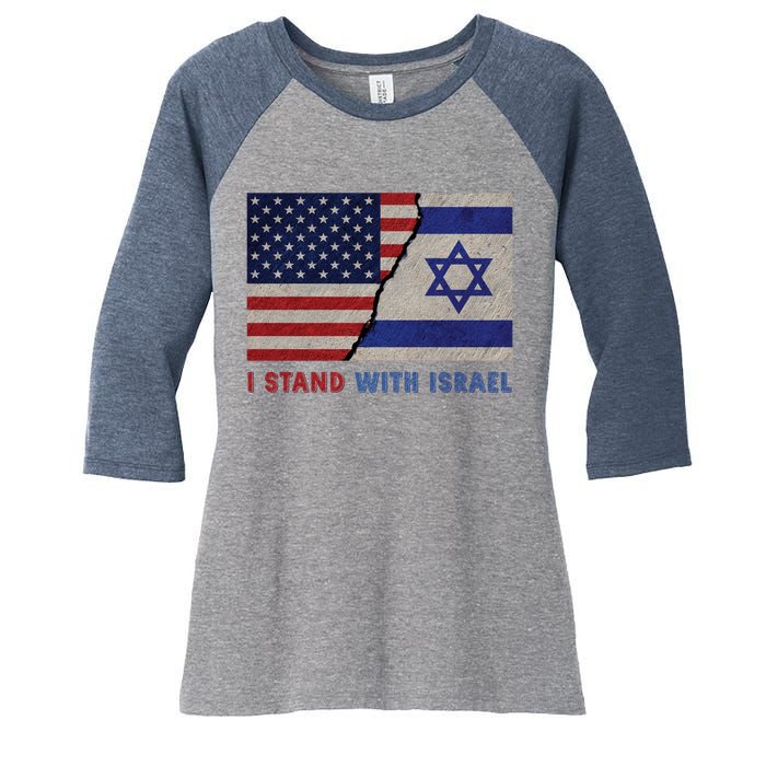 I Stand With Israel Patriotic Usa And Israel Flag Women's Tri-Blend 3/4-Sleeve Raglan Shirt