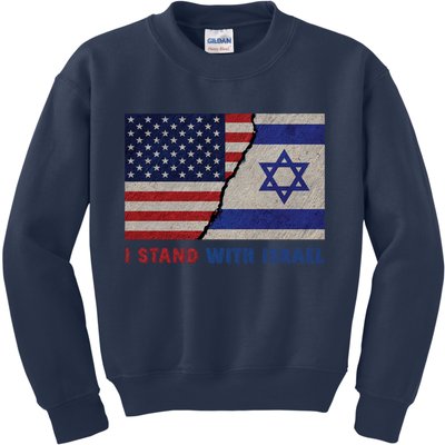 I Stand With Israel Patriotic Usa And Israel Flag Kids Sweatshirt