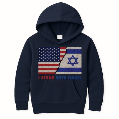 I Stand With Israel Patriotic Usa And Israel Flag Kids Hoodie