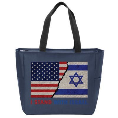 I Stand With Israel Patriotic Usa And Israel Flag Zip Tote Bag