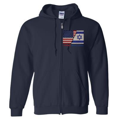 I Stand With Israel Patriotic Usa And Israel Flag Full Zip Hoodie