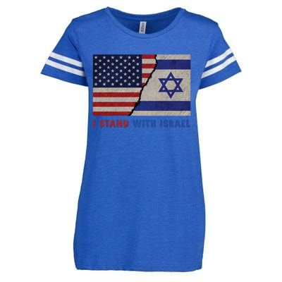 I Stand With Israel Patriotic Usa And Israel Flag Enza Ladies Jersey Football T-Shirt