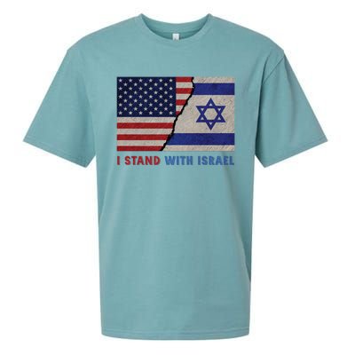 I Stand With Israel Patriotic Usa And Israel Flag Sueded Cloud Jersey T-Shirt