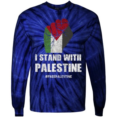 I Stand With Palestine For Their Freedom Tie-Dye Long Sleeve Shirt