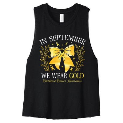 In September We Wear Gold Childhood Cancer Awareness Women's Racerback Cropped Tank