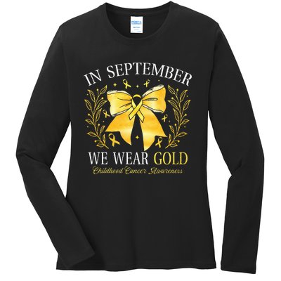 In September We Wear Gold Childhood Cancer Awareness Ladies Long Sleeve Shirt