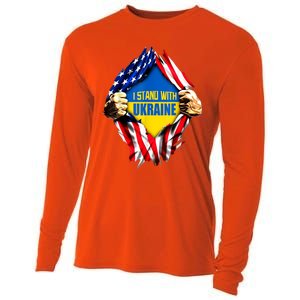 I Stand With Ukraine Flag Support Ukraine Gift Cooling Performance Long Sleeve Crew