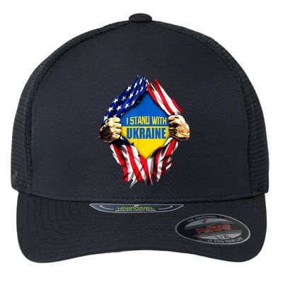 I Stand With Ukraine Flag Support Ukraine Gift Flexfit Unipanel Trucker Cap