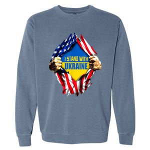 I Stand With Ukraine Flag Support Ukraine Gift Garment-Dyed Sweatshirt