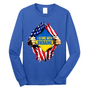 I Stand With Ukraine Flag Support Ukraine Gift Long Sleeve Shirt