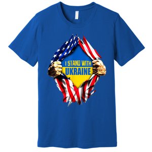 I Stand With Ukraine Flag Support Ukraine Gift Premium T-Shirt