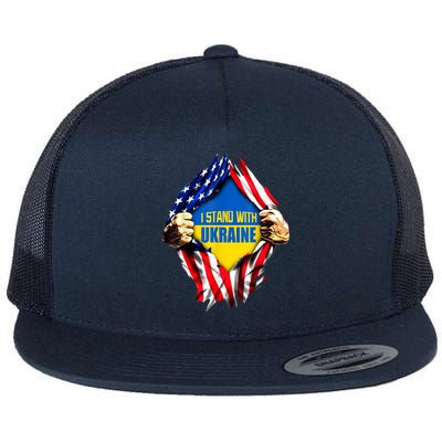 I Stand With Ukraine Flag Support Ukraine Gift Flat Bill Trucker Hat