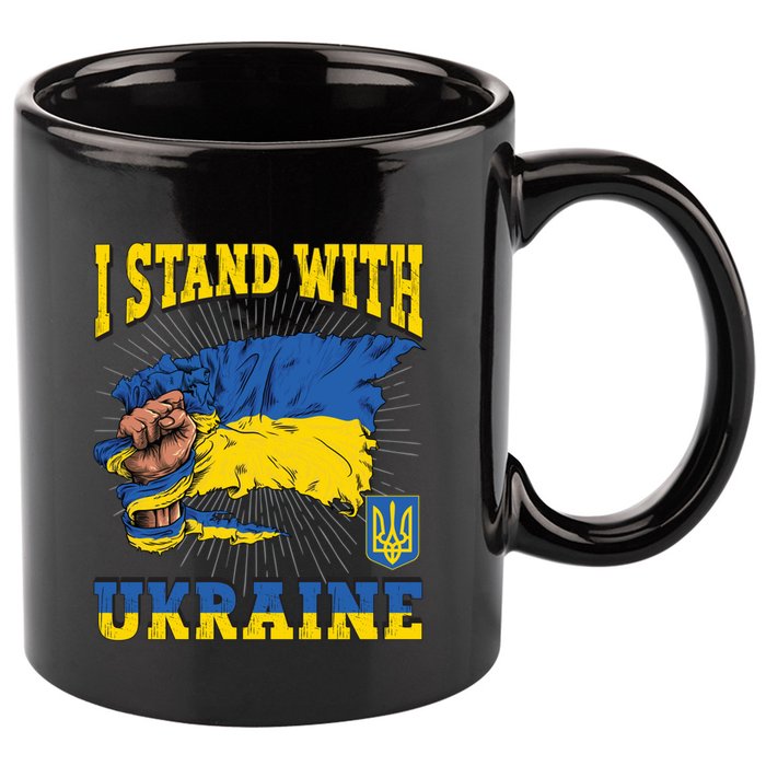 I Stand With Ukraine Ukrainian Fist Flag Gift 11oz C Handle Ceramic Mug