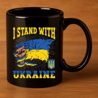 I Stand With Ukraine Ukrainian Fist Flag Gift 11oz C Handle Ceramic Mug
