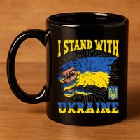 I Stand With Ukraine Ukrainian Fist Flag Gift 11oz C Handle Ceramic Mug