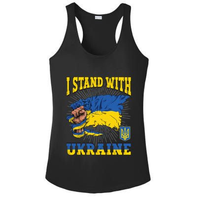 I Stand With Ukraine Ukrainian Fist Flag Gift Ladies PosiCharge Competitor Racerback Tank