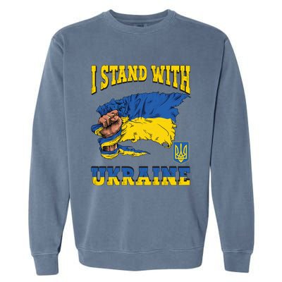 I Stand With Ukraine Ukrainian Fist Flag Gift Garment-Dyed Sweatshirt