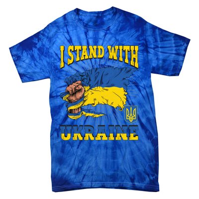 I Stand With Ukraine Ukrainian Fist Flag Gift Tie-Dye T-Shirt