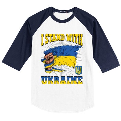 I Stand With Ukraine Ukrainian Fist Flag Gift Baseball Sleeve Shirt