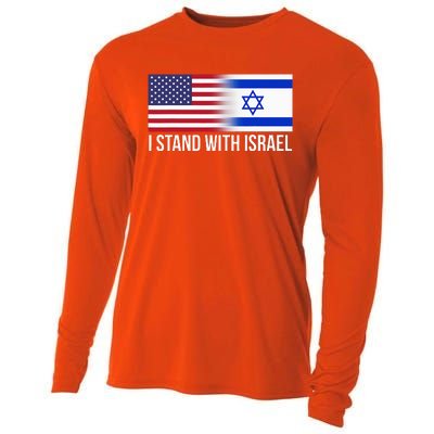 I Stand With Israel Usa Israeli Flag Jewish Cooling Performance Long Sleeve Crew