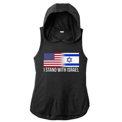 I Stand With Israel Usa Israeli Flag Jewish Ladies PosiCharge Tri-Blend Wicking Draft Hoodie Tank