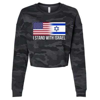 I Stand With Israel Usa Israeli Flag Jewish Cropped Pullover Crew