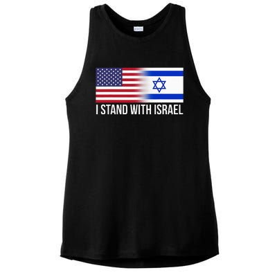 I Stand With Israel Usa Israeli Flag Jewish Ladies PosiCharge Tri-Blend Wicking Tank