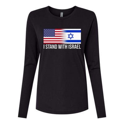 I Stand With Israel Usa Israeli Flag Jewish Womens Cotton Relaxed Long Sleeve T-Shirt