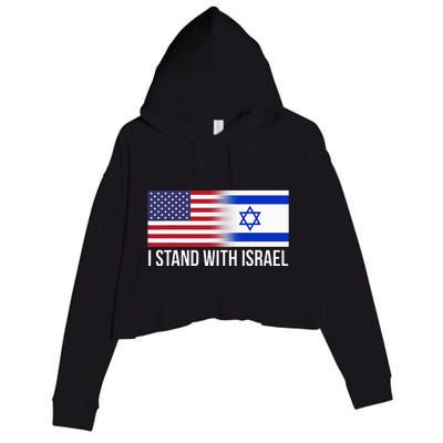 I Stand With Israel Usa Israeli Flag Jewish Crop Fleece Hoodie