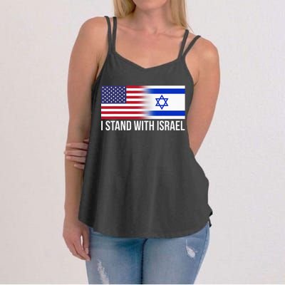 I Stand With Israel Usa Israeli Flag Jewish Women's Strappy Tank