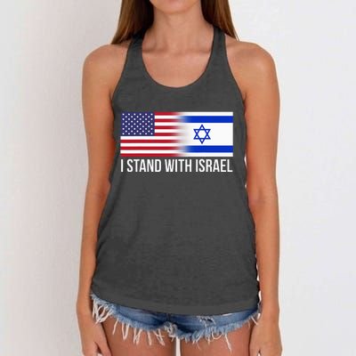 I Stand With Israel Usa Israeli Flag Jewish Women's Knotted Racerback Tank