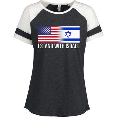 I Stand With Israel Usa Israeli Flag Jewish Enza Ladies Jersey Colorblock Tee