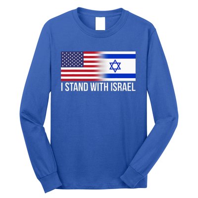 I Stand With Israel Usa Israeli Flag Jewish Long Sleeve Shirt