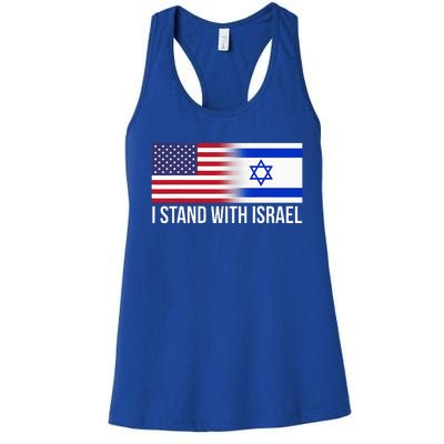 I Stand With Israel Usa Israeli Flag Jewish Women's Racerback Tank