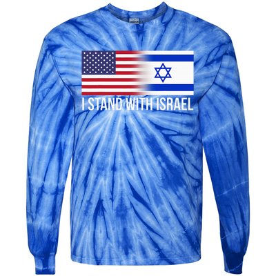 I Stand With Israel Usa Israeli Flag Jewish Tie-Dye Long Sleeve Shirt