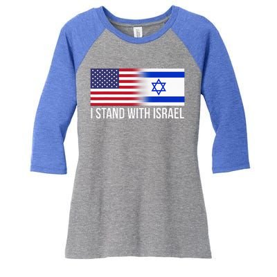 I Stand With Israel Usa Israeli Flag Jewish Women's Tri-Blend 3/4-Sleeve Raglan Shirt