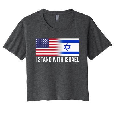 I Stand With Israel Usa Israeli Flag Jewish Women's Crop Top Tee