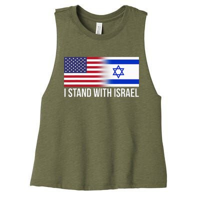 I Stand With Israel Usa Israeli Flag Jewish Women's Racerback Cropped Tank